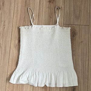 Anthropologie Maeve Smocked White Tank